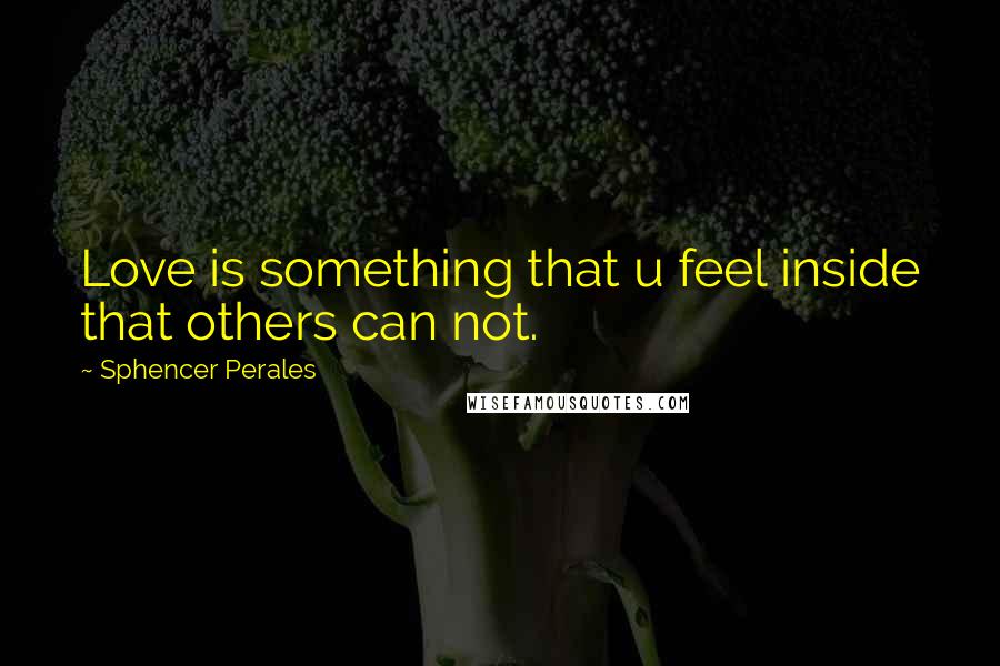 Sphencer Perales Quotes: Love is something that u feel inside that others can not.