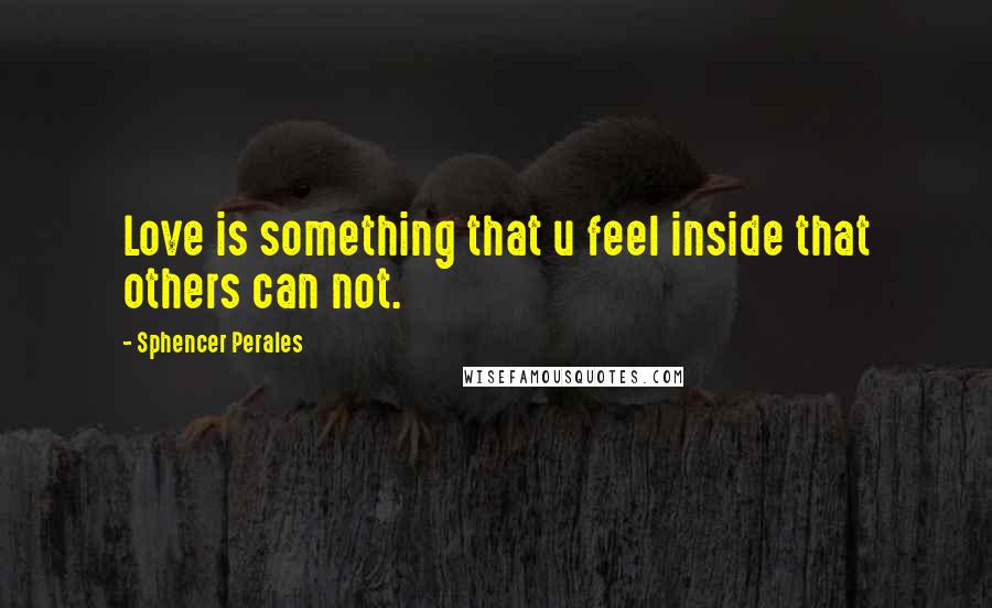 Sphencer Perales Quotes: Love is something that u feel inside that others can not.