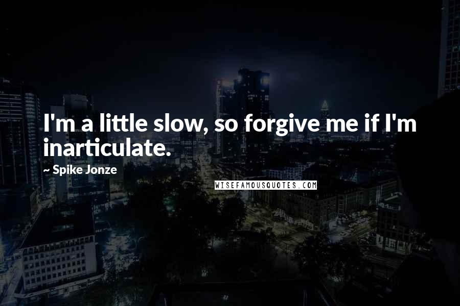 Spike Jonze Quotes: I'm a little slow, so forgive me if I'm inarticulate.