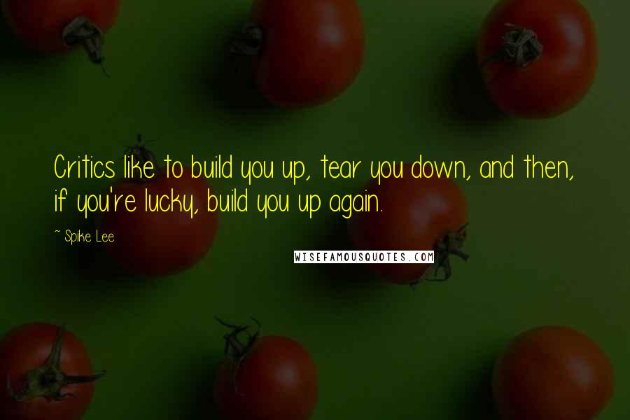 Spike Lee Quotes: Critics like to build you up, tear you down, and then, if you're lucky, build you up again.