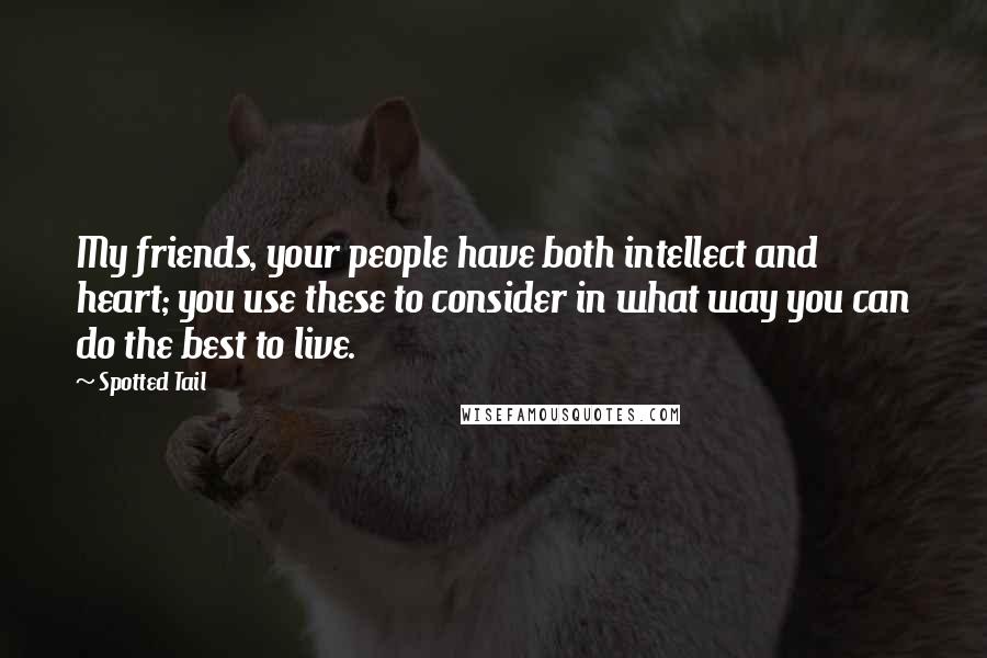 Spotted Tail Quotes: My friends, your people have both intellect and heart; you use these to consider in what way you can do the best to live.