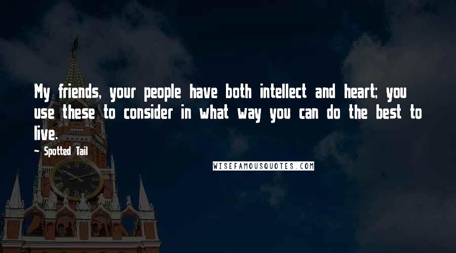 Spotted Tail Quotes: My friends, your people have both intellect and heart; you use these to consider in what way you can do the best to live.