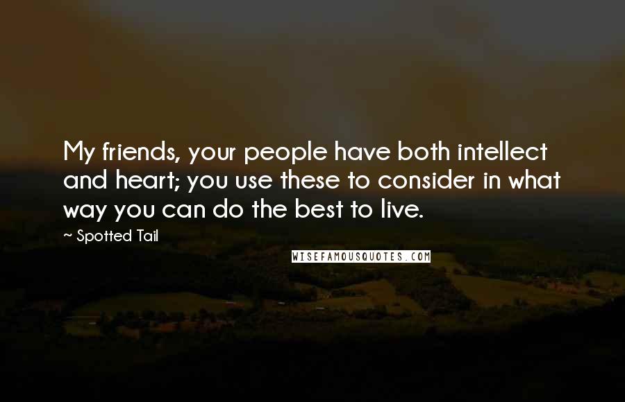 Spotted Tail Quotes: My friends, your people have both intellect and heart; you use these to consider in what way you can do the best to live.