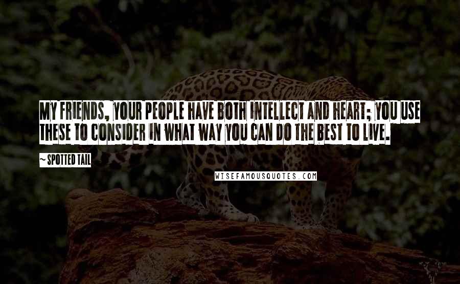 Spotted Tail Quotes: My friends, your people have both intellect and heart; you use these to consider in what way you can do the best to live.