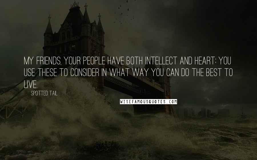 Spotted Tail Quotes: My friends, your people have both intellect and heart; you use these to consider in what way you can do the best to live.