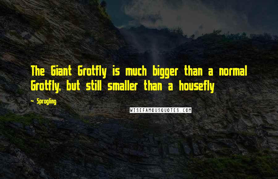 Sprogling Quotes: The Giant Grotfly is much bigger than a normal Grotfly, but still smaller than a housefly