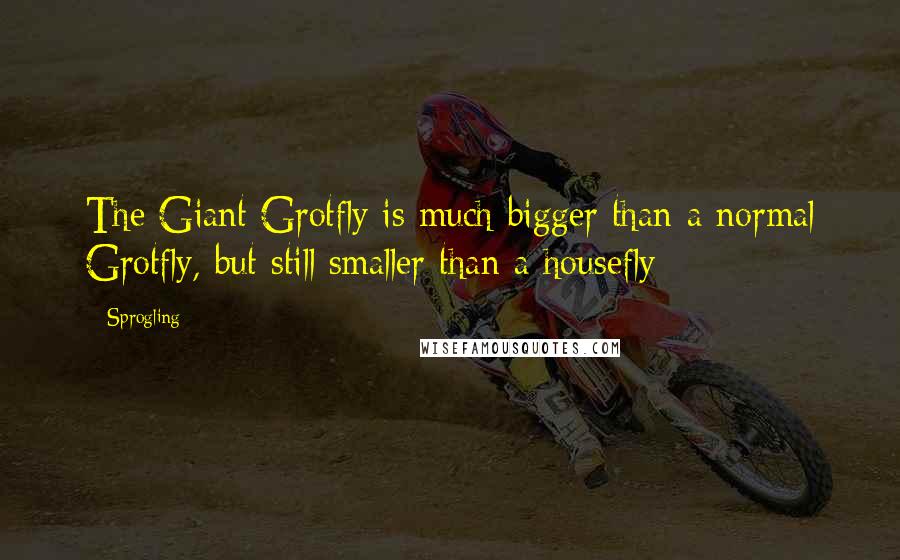 Sprogling Quotes: The Giant Grotfly is much bigger than a normal Grotfly, but still smaller than a housefly
