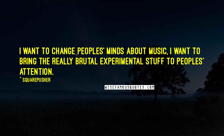 Squarepusher Quotes: I want to change peoples' minds about music, I want to bring the really brutal experimental stuff to peoples' attention.