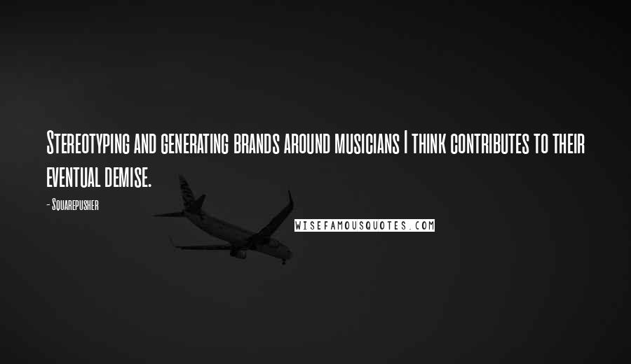 Squarepusher Quotes: Stereotyping and generating brands around musicians I think contributes to their eventual demise.