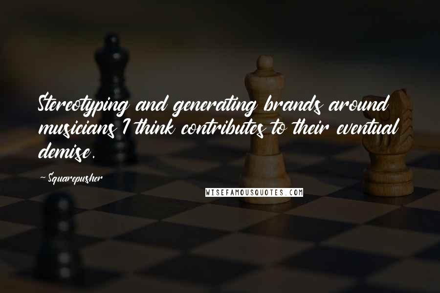 Squarepusher Quotes: Stereotyping and generating brands around musicians I think contributes to their eventual demise.