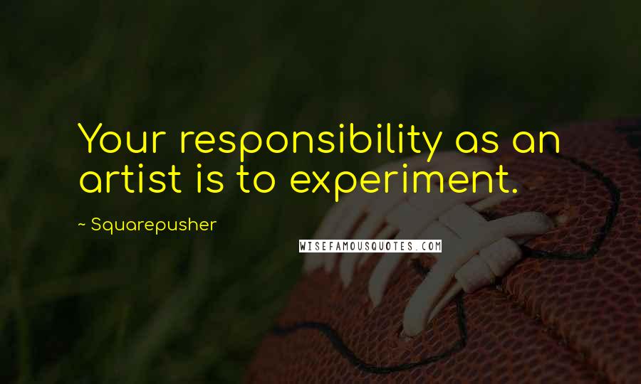 Squarepusher Quotes: Your responsibility as an artist is to experiment.