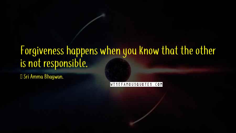 Sri Amma Bhagwan. Quotes: Forgiveness happens when you know that the other is not responsible.