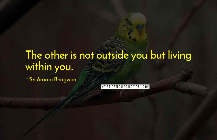 Sri Amma Bhagwan. Quotes: The other is not outside you but living within you.