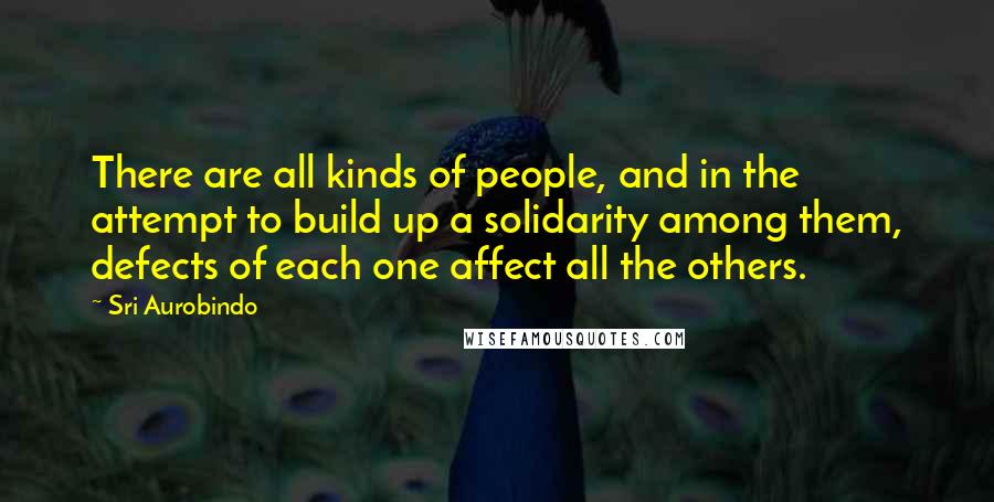 Sri Aurobindo Quotes: There are all kinds of people, and in the attempt to build up a solidarity among them, defects of each one affect all the others.