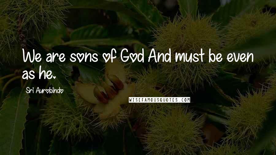 Sri Aurobindo Quotes: We are sons of God And must be even as he.
