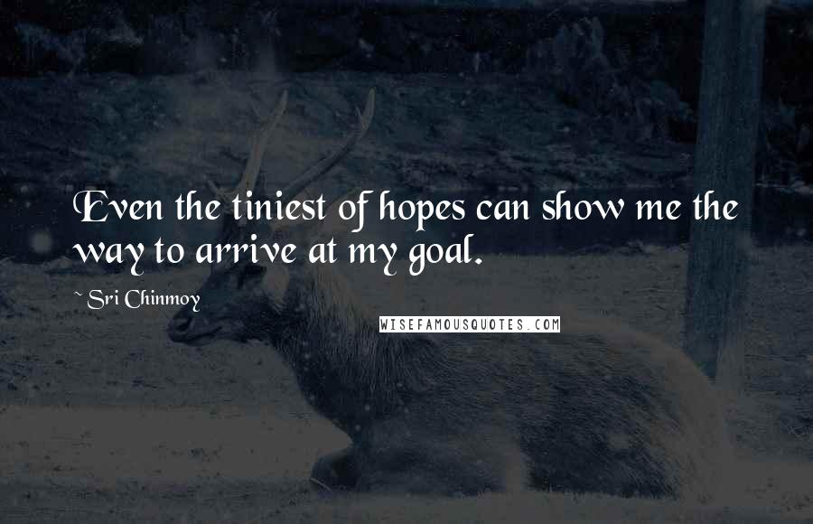 Sri Chinmoy Quotes: Even the tiniest of hopes can show me the way to arrive at my goal.