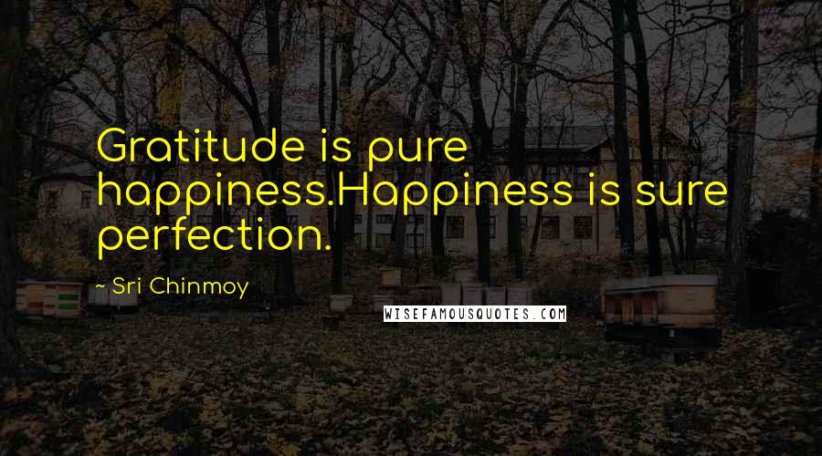 Sri Chinmoy Quotes: Gratitude is pure happiness.Happiness is sure perfection.