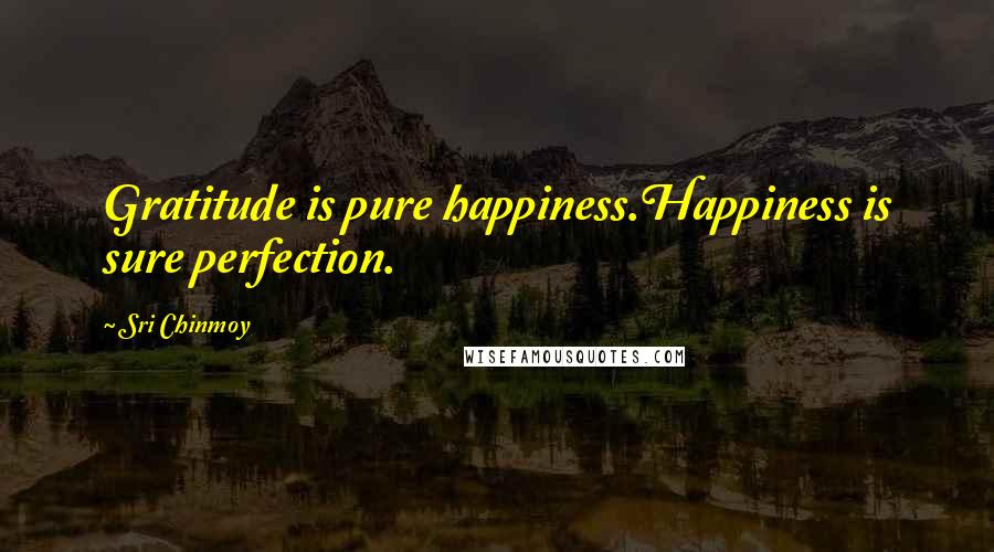 Sri Chinmoy Quotes: Gratitude is pure happiness.Happiness is sure perfection.