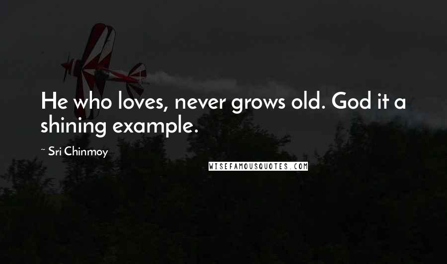 Sri Chinmoy Quotes: He who loves, never grows old. God it a shining example.