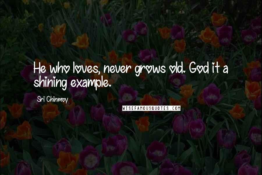 Sri Chinmoy Quotes: He who loves, never grows old. God it a shining example.