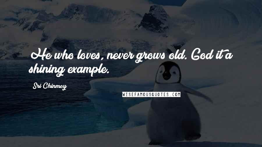 Sri Chinmoy Quotes: He who loves, never grows old. God it a shining example.