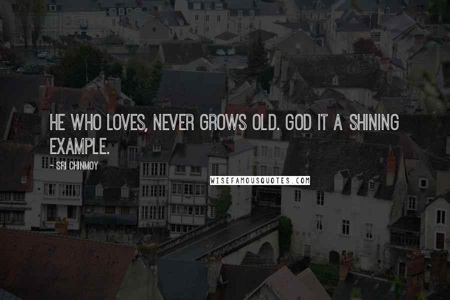 Sri Chinmoy Quotes: He who loves, never grows old. God it a shining example.