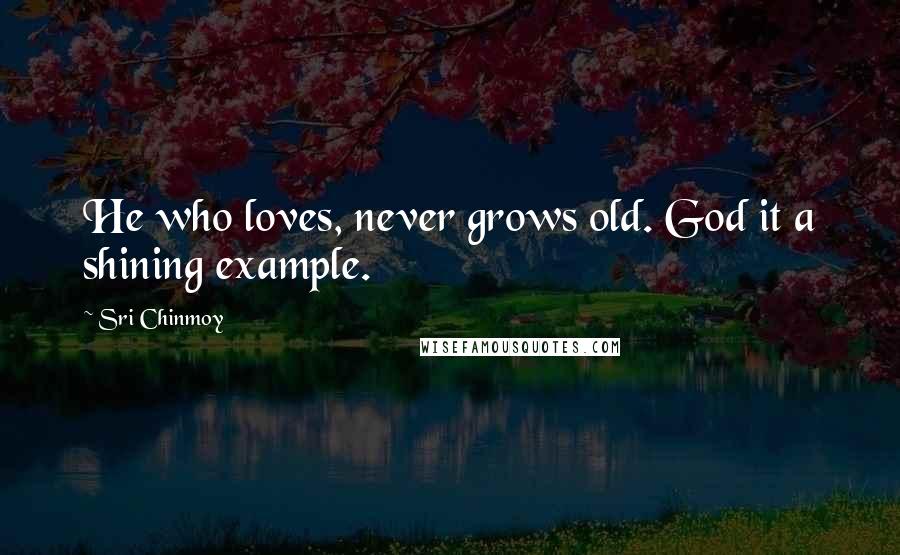 Sri Chinmoy Quotes: He who loves, never grows old. God it a shining example.