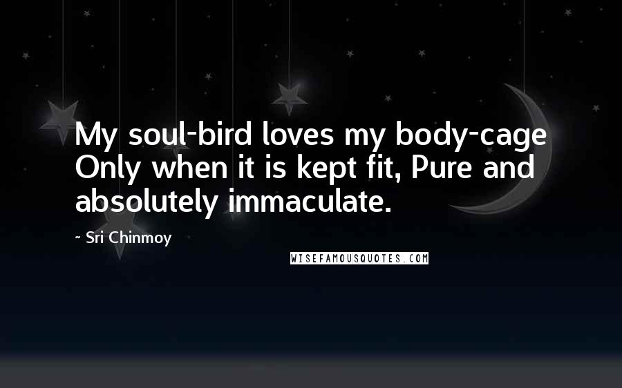 Sri Chinmoy Quotes: My soul-bird loves my body-cage Only when it is kept fit, Pure and absolutely immaculate.