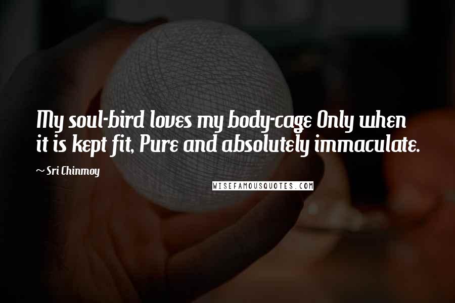 Sri Chinmoy Quotes: My soul-bird loves my body-cage Only when it is kept fit, Pure and absolutely immaculate.