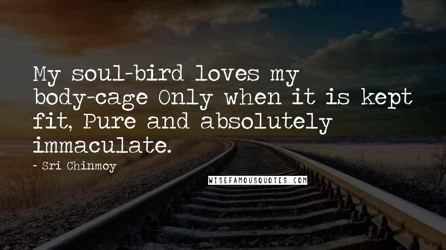 Sri Chinmoy Quotes: My soul-bird loves my body-cage Only when it is kept fit, Pure and absolutely immaculate.