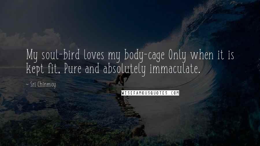 Sri Chinmoy Quotes: My soul-bird loves my body-cage Only when it is kept fit, Pure and absolutely immaculate.