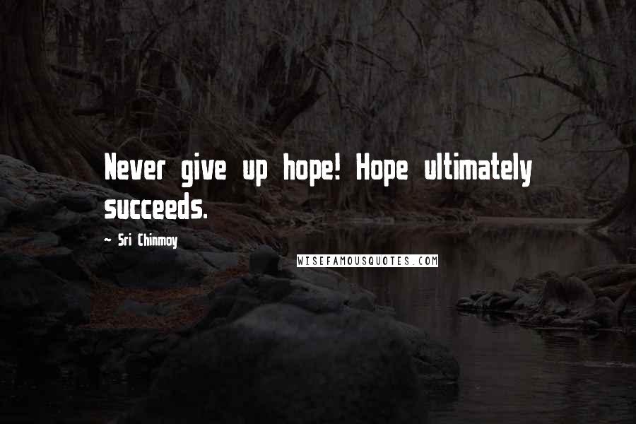 Sri Chinmoy Quotes: Never give up hope! Hope ultimately succeeds.