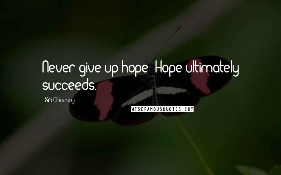Sri Chinmoy Quotes: Never give up hope! Hope ultimately succeeds.