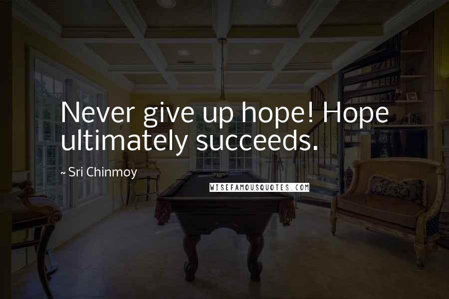 Sri Chinmoy Quotes: Never give up hope! Hope ultimately succeeds.