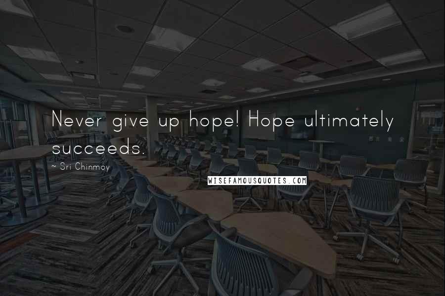 Sri Chinmoy Quotes: Never give up hope! Hope ultimately succeeds.