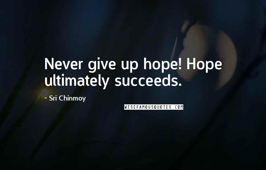 Sri Chinmoy Quotes: Never give up hope! Hope ultimately succeeds.