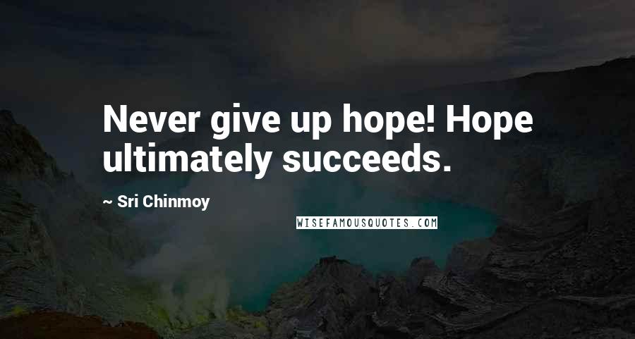 Sri Chinmoy Quotes: Never give up hope! Hope ultimately succeeds.