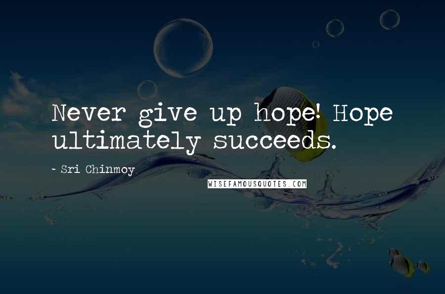 Sri Chinmoy Quotes: Never give up hope! Hope ultimately succeeds.