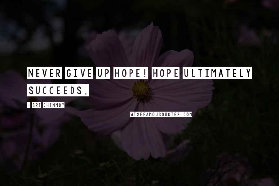Sri Chinmoy Quotes: Never give up hope! Hope ultimately succeeds.