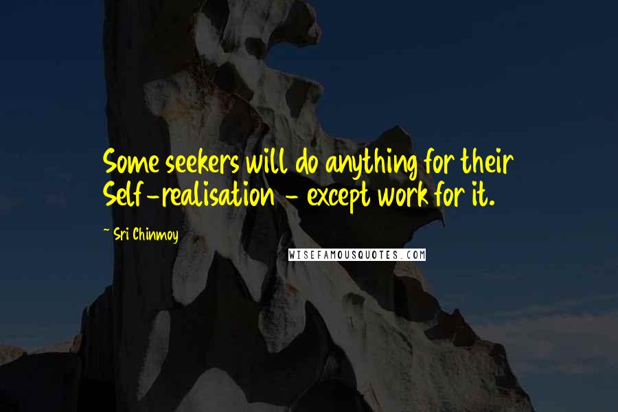 Sri Chinmoy Quotes: Some seekers will do anything for their Self-realisation - except work for it.