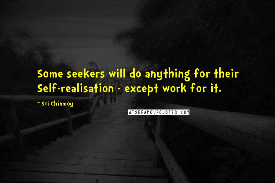 Sri Chinmoy Quotes: Some seekers will do anything for their Self-realisation - except work for it.