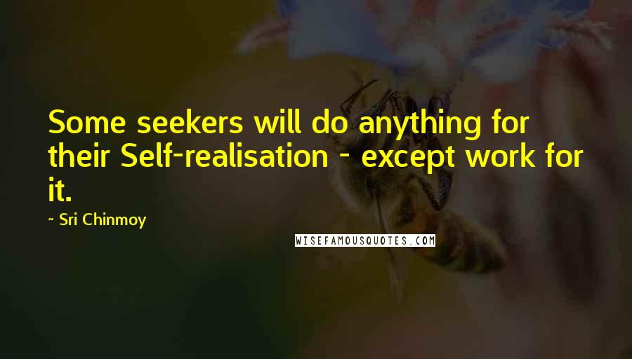 Sri Chinmoy Quotes: Some seekers will do anything for their Self-realisation - except work for it.