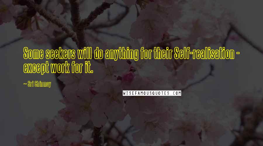 Sri Chinmoy Quotes: Some seekers will do anything for their Self-realisation - except work for it.