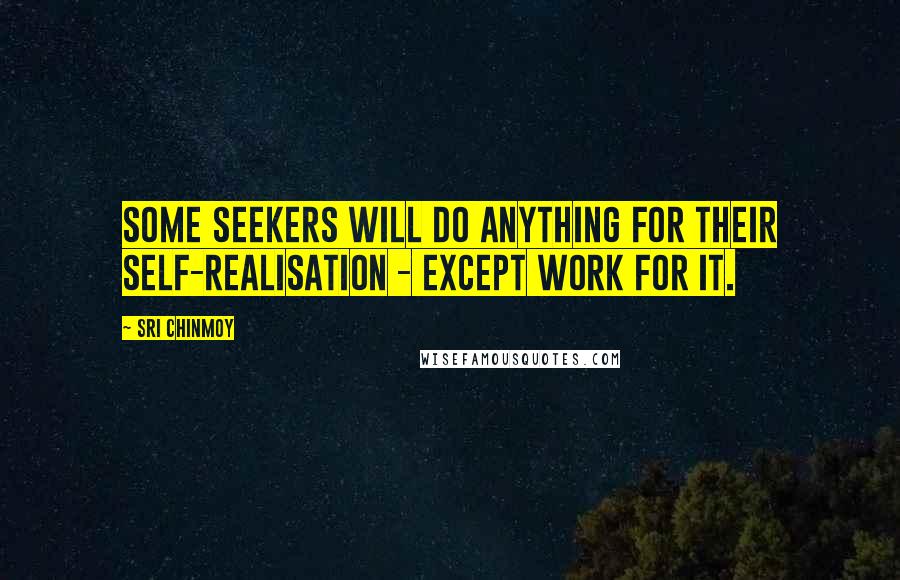 Sri Chinmoy Quotes: Some seekers will do anything for their Self-realisation - except work for it.