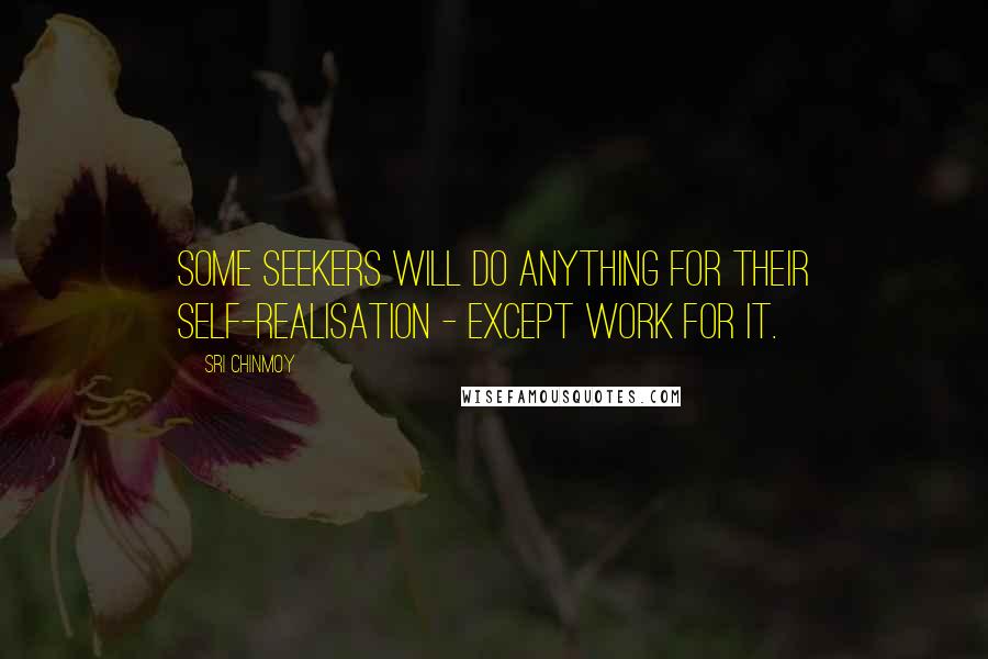 Sri Chinmoy Quotes: Some seekers will do anything for their Self-realisation - except work for it.