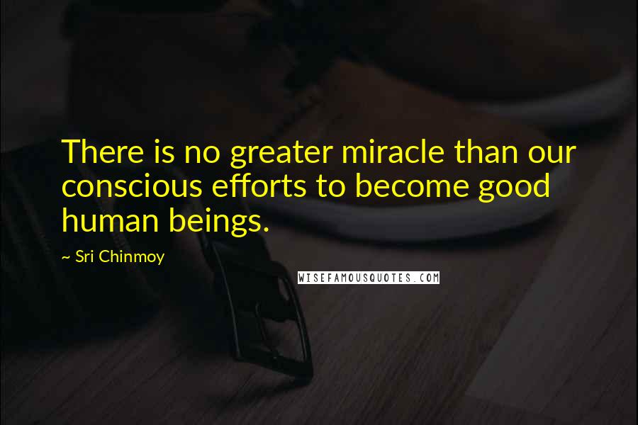 Sri Chinmoy Quotes: There is no greater miracle than our conscious efforts to become good human beings.