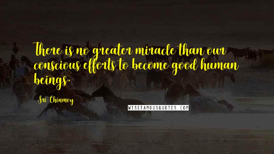 Sri Chinmoy Quotes: There is no greater miracle than our conscious efforts to become good human beings.