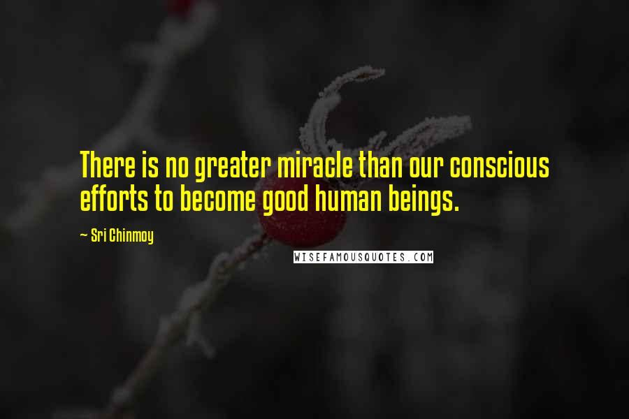 Sri Chinmoy Quotes: There is no greater miracle than our conscious efforts to become good human beings.