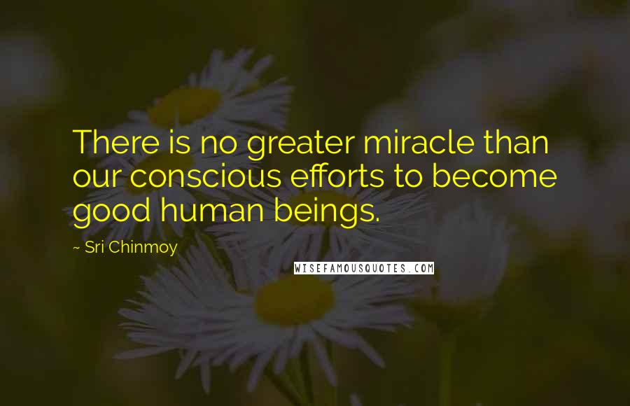 Sri Chinmoy Quotes: There is no greater miracle than our conscious efforts to become good human beings.