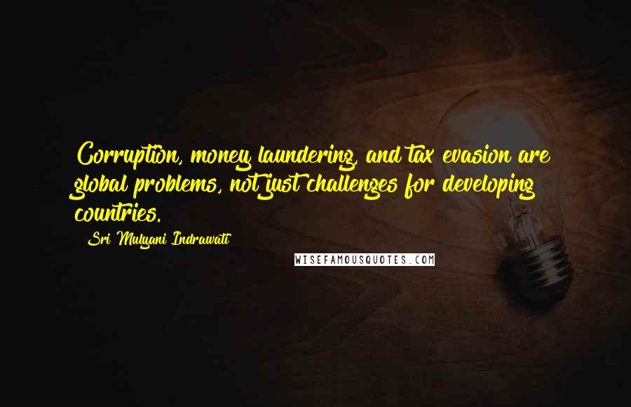 Sri Mulyani Indrawati Quotes: Corruption, money laundering, and tax evasion are global problems, not just challenges for developing countries.